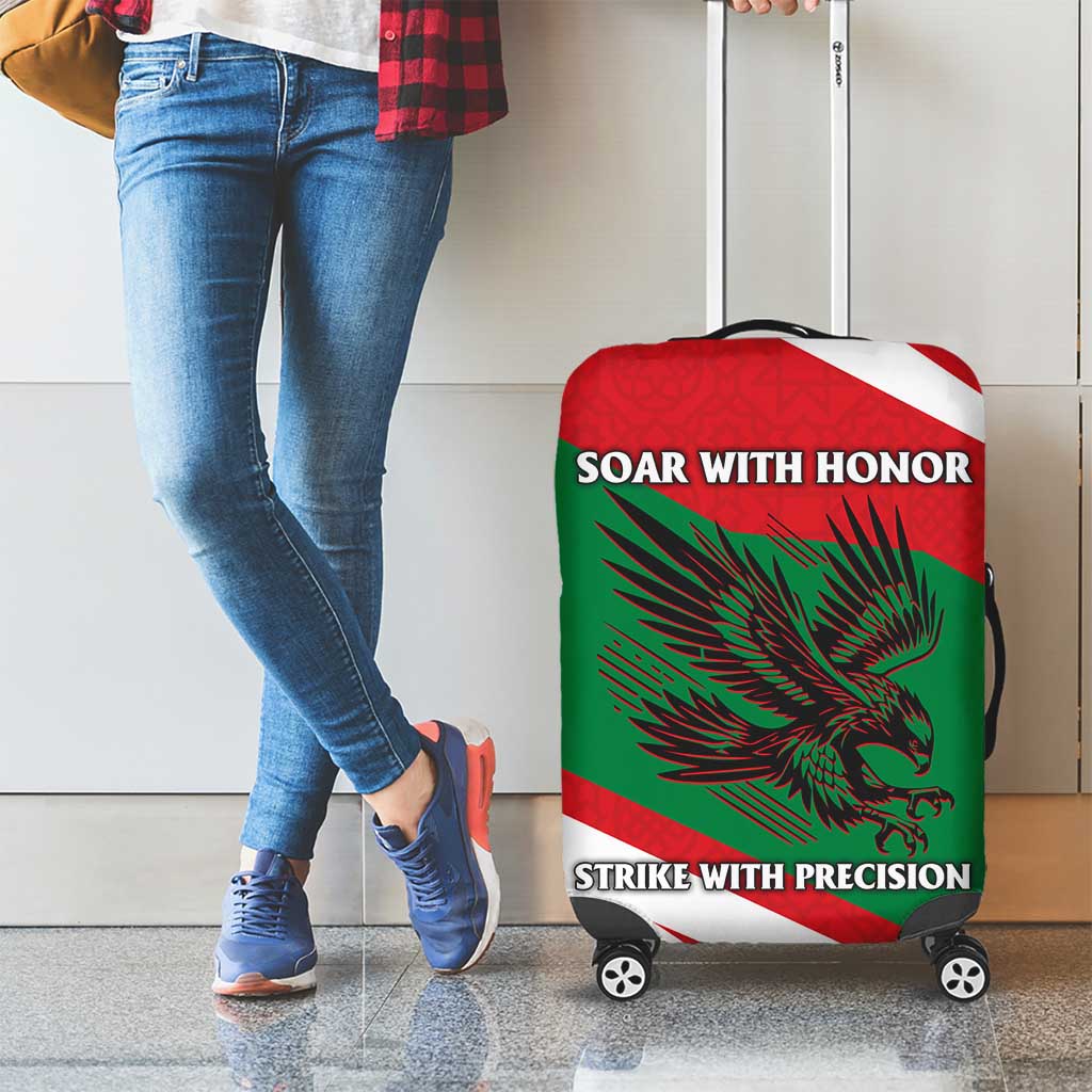 Oman Luggage Cover with National Flag Colors and Falcon Soaring Graphic Design TS04