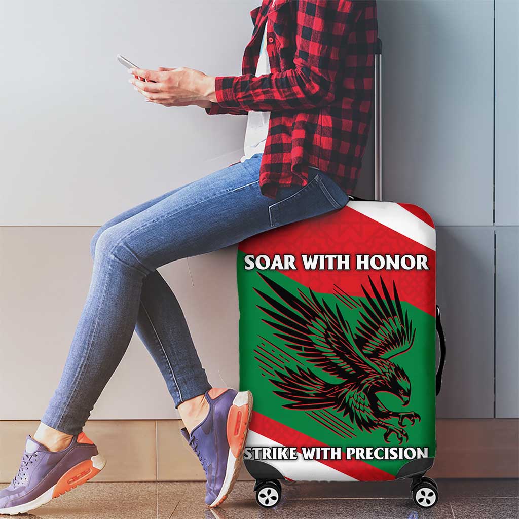 Oman Luggage Cover with National Flag Colors and Falcon Soaring Graphic Design TS04
