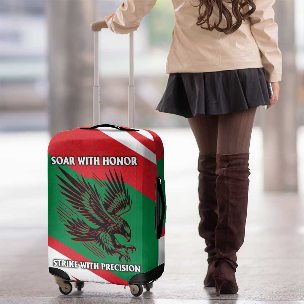Oman Luggage Cover with National Flag Colors and Falcon Soaring Graphic Design TS04