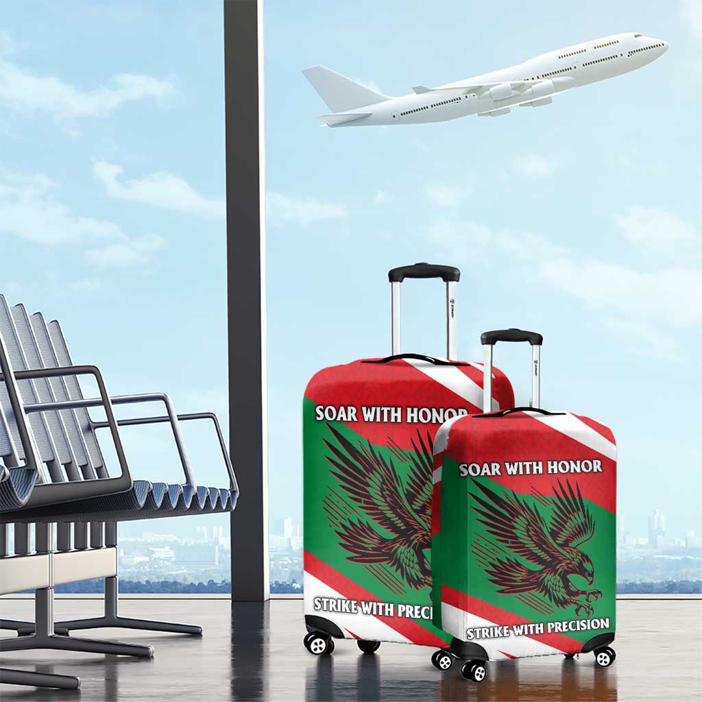 Oman Luggage Cover with National Flag Colors and Falcon Soaring Graphic Design TS04