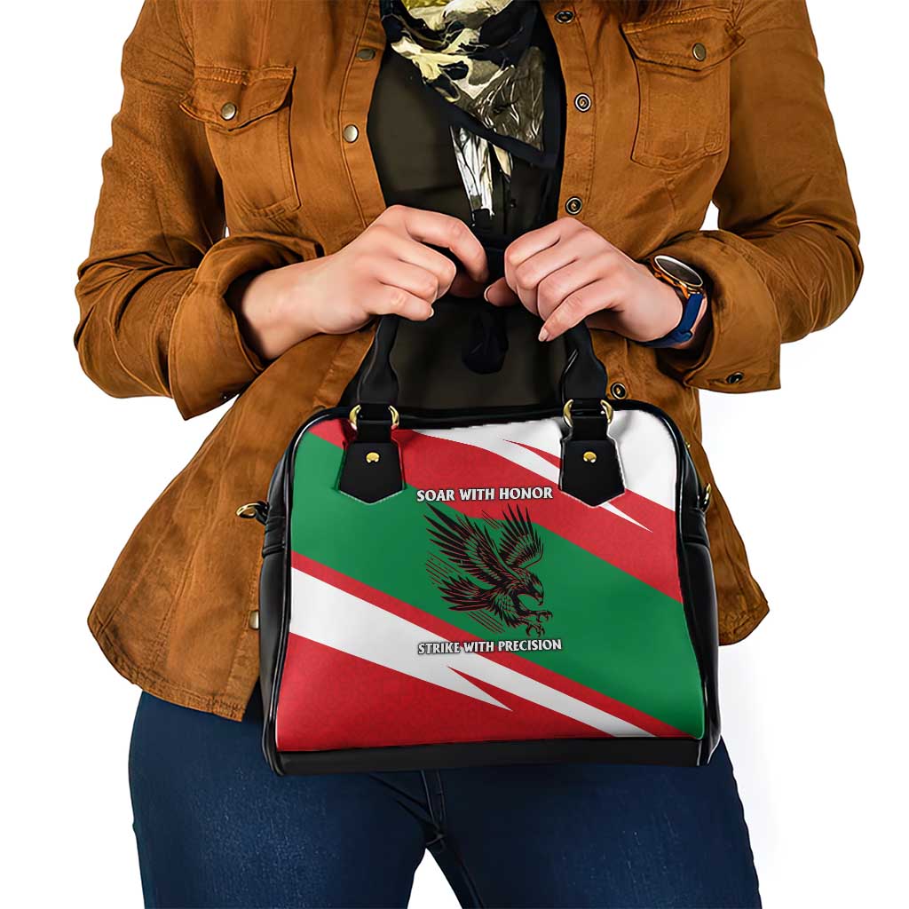 Oman Shoulder Handbag with National Flag Colors and Falcon Soaring Graphic Design TS04
