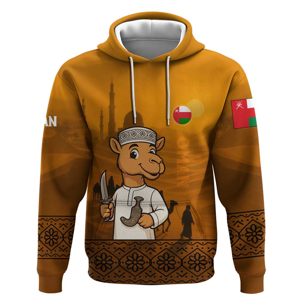 Oman Hoodie with Traditional Camel Character and Desert Silhouette Design TS04