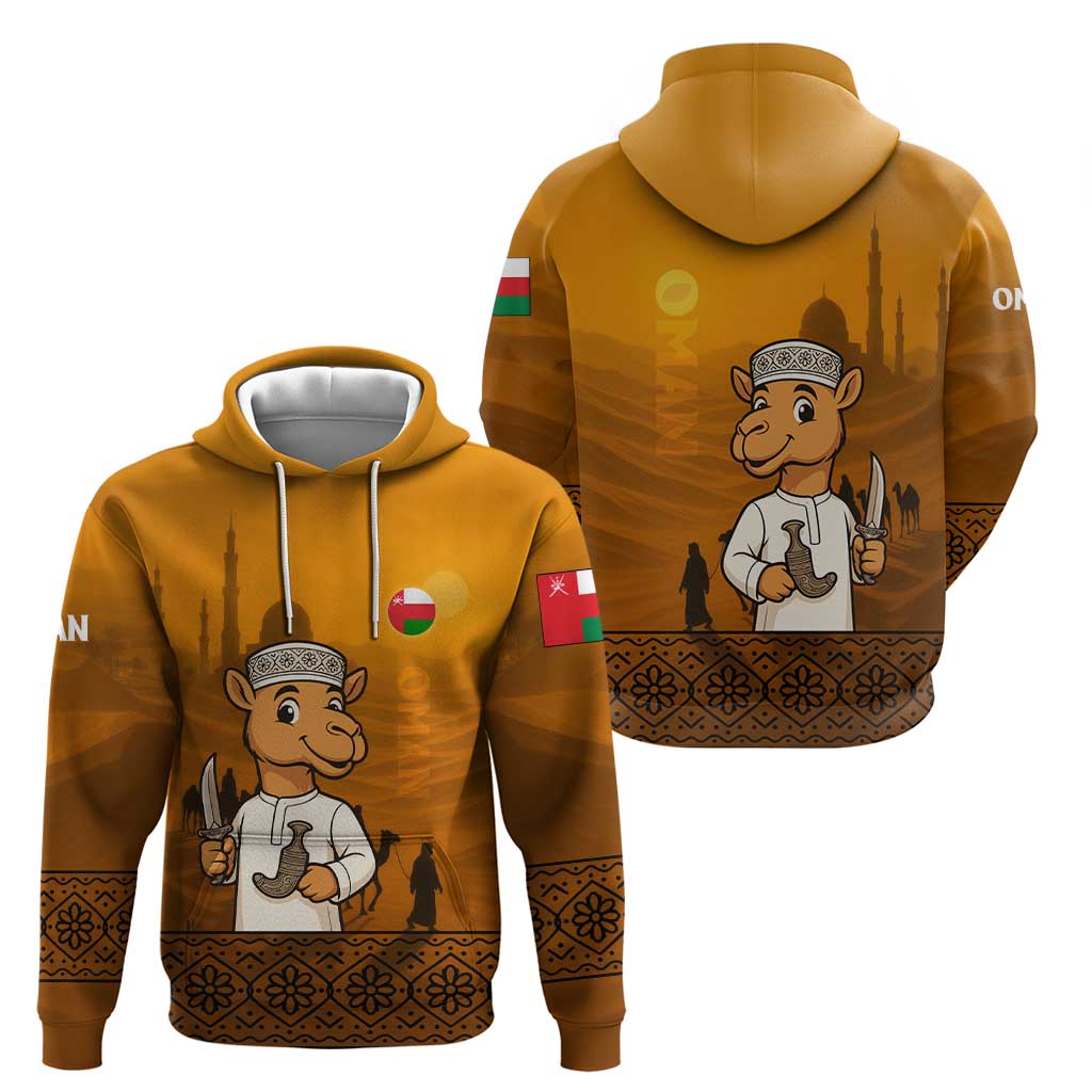 Oman Hoodie with Traditional Camel Character and Desert Silhouette Design TS04