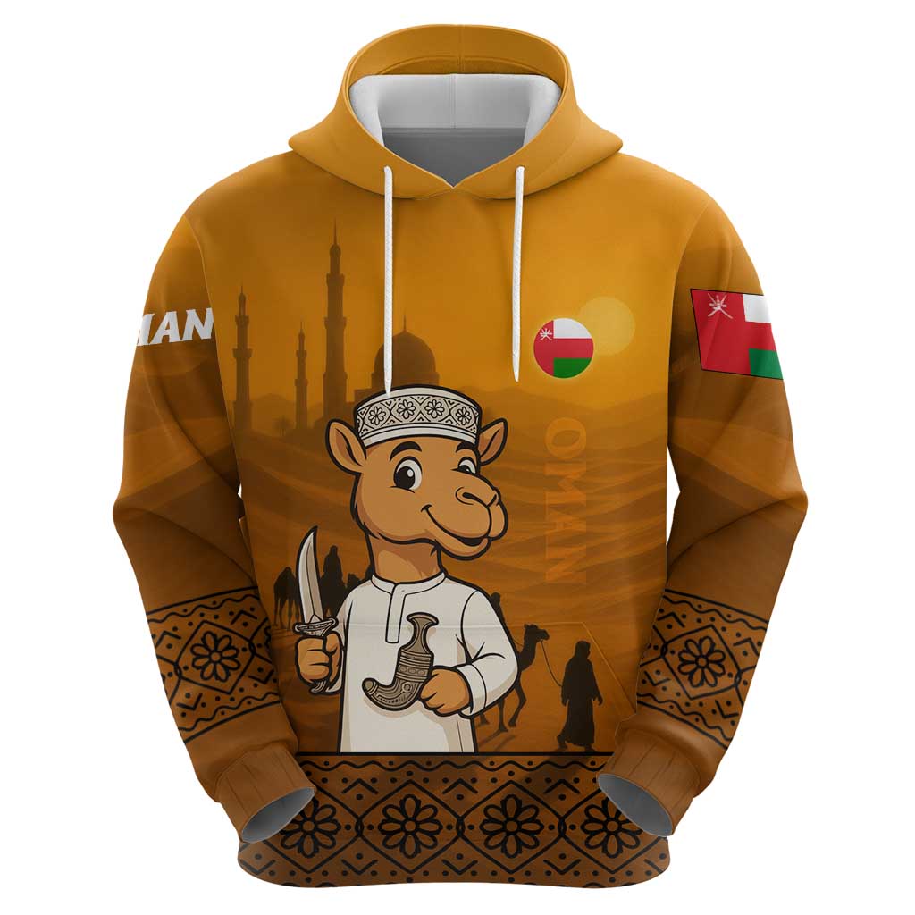 Oman Hoodie with Traditional Camel Character and Desert Silhouette Design TS04