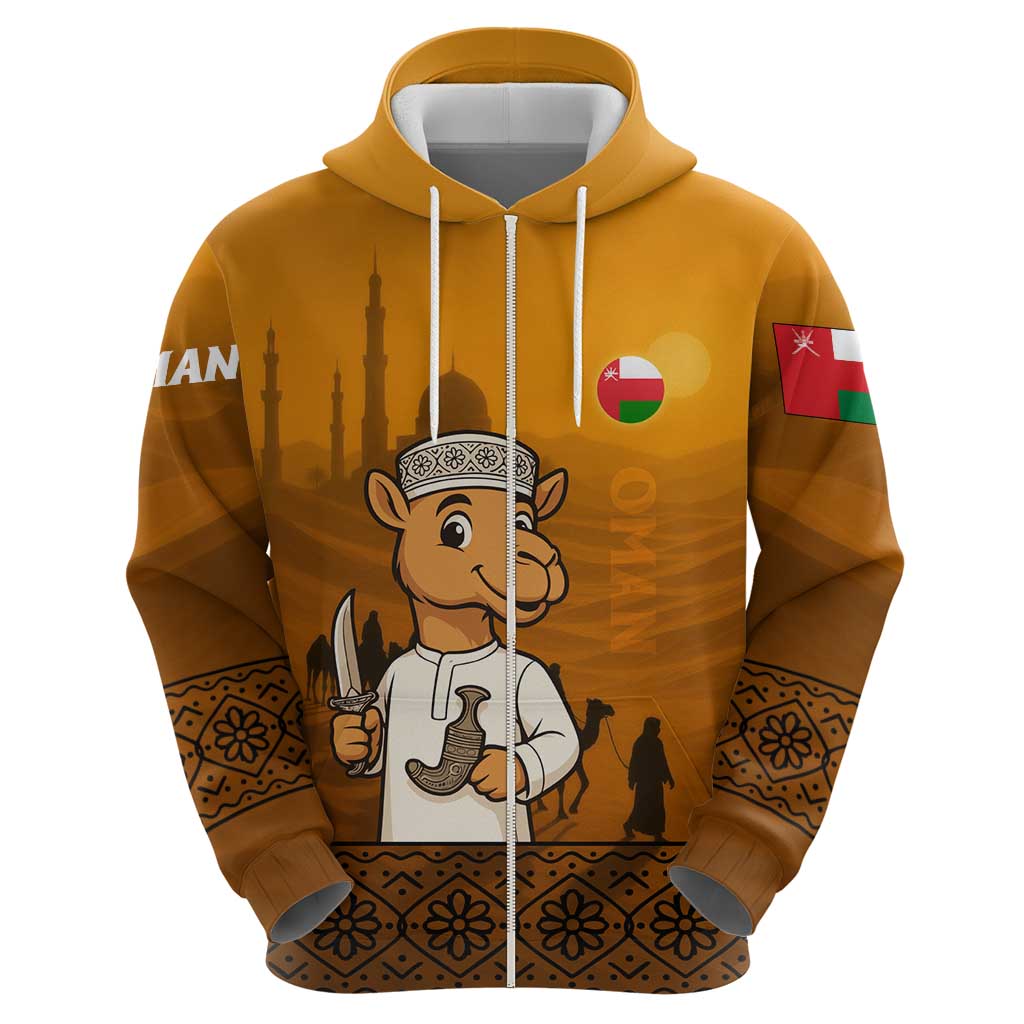 Oman Hoodie with Traditional Camel Character and Desert Silhouette Design TS04