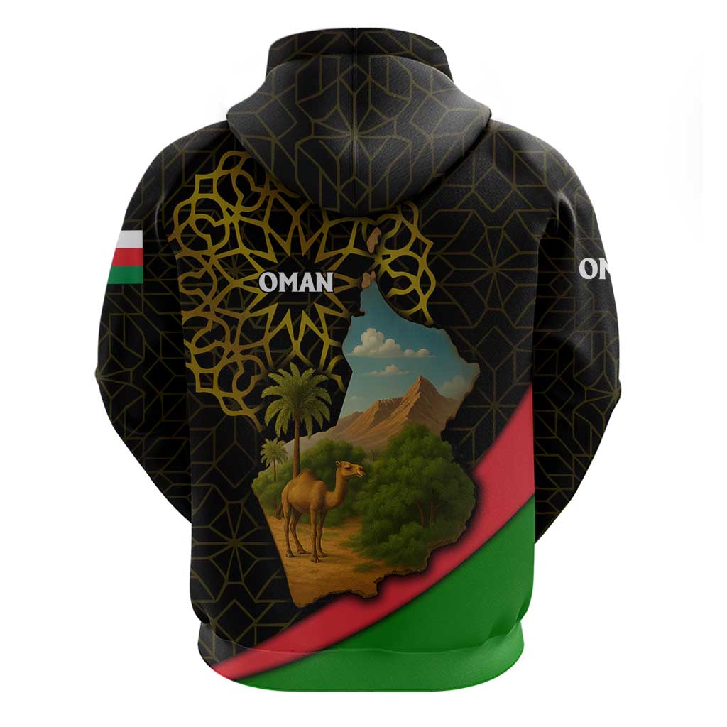 Oman Hoodie with Camel Landscape and Geometric Pattern Design TS04
