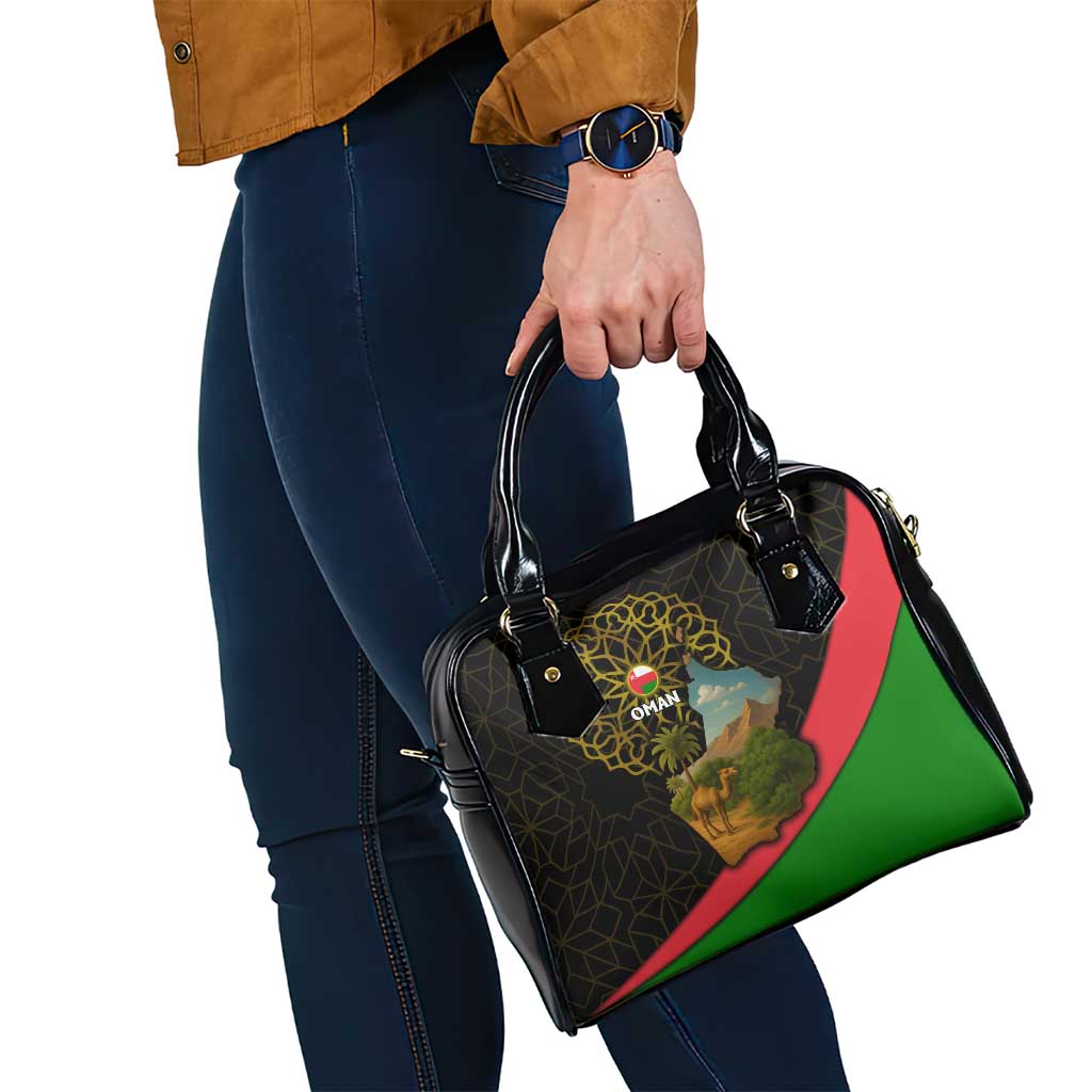 Oman Shoulder Handbag with Camel Landscape and Geometric Pattern Design TS04