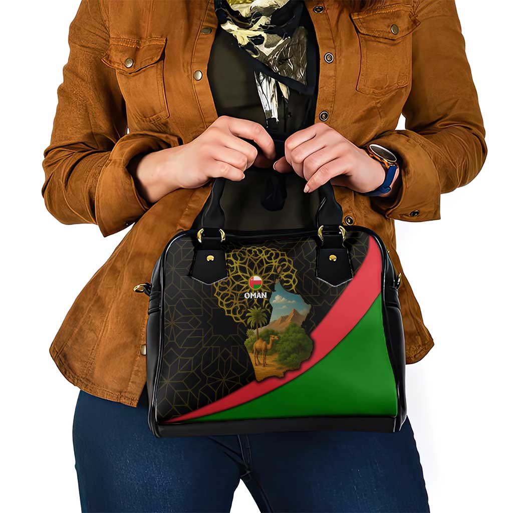 Oman Shoulder Handbag with Camel Landscape and Geometric Pattern Design TS04