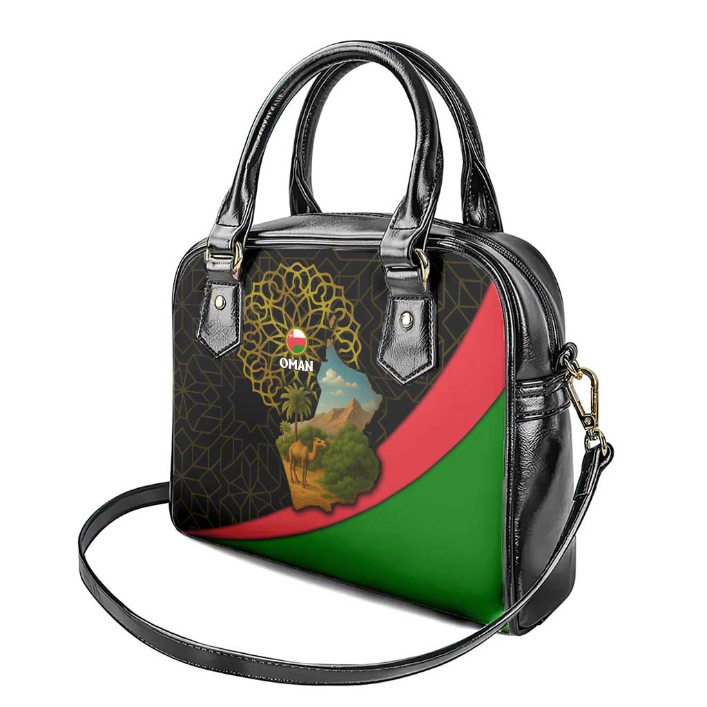 Oman Shoulder Handbag with Camel Landscape and Geometric Pattern Design TS04