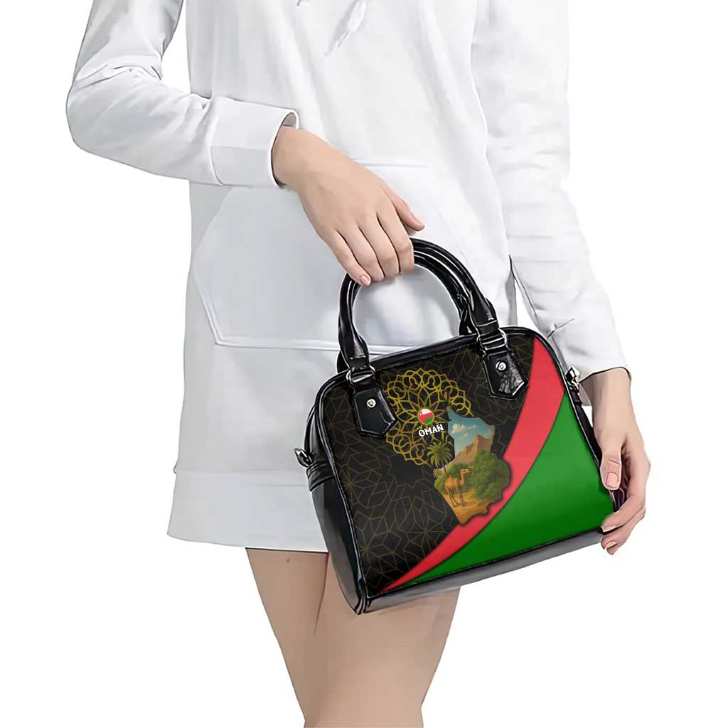 Oman Shoulder Handbag with Camel Landscape and Geometric Pattern Design TS04