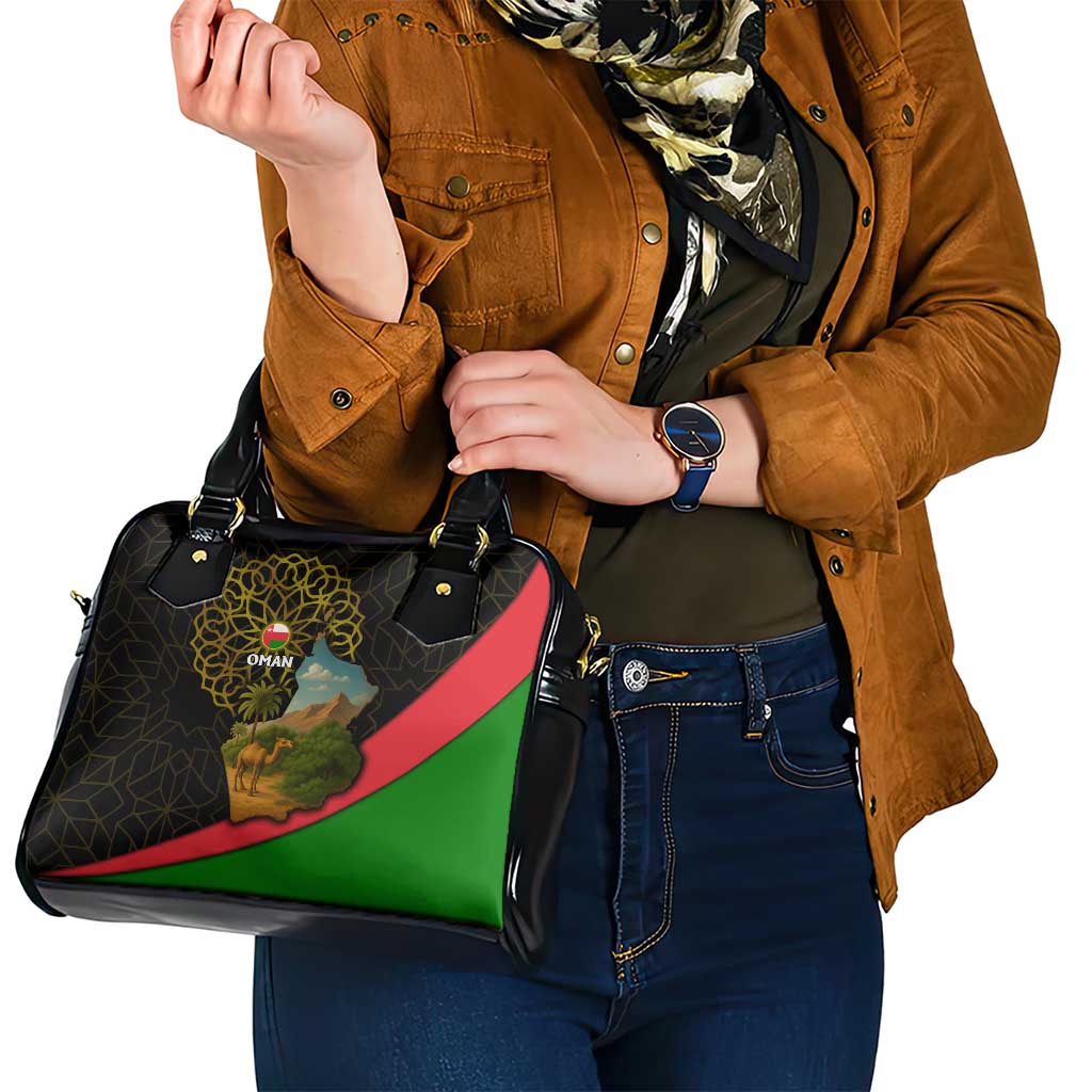 Oman Shoulder Handbag with Camel Landscape and Geometric Pattern Design TS04