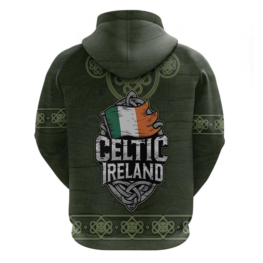 Celtic Ireland Hoodie with Irish Flag Castle and Knotwork Design TS04