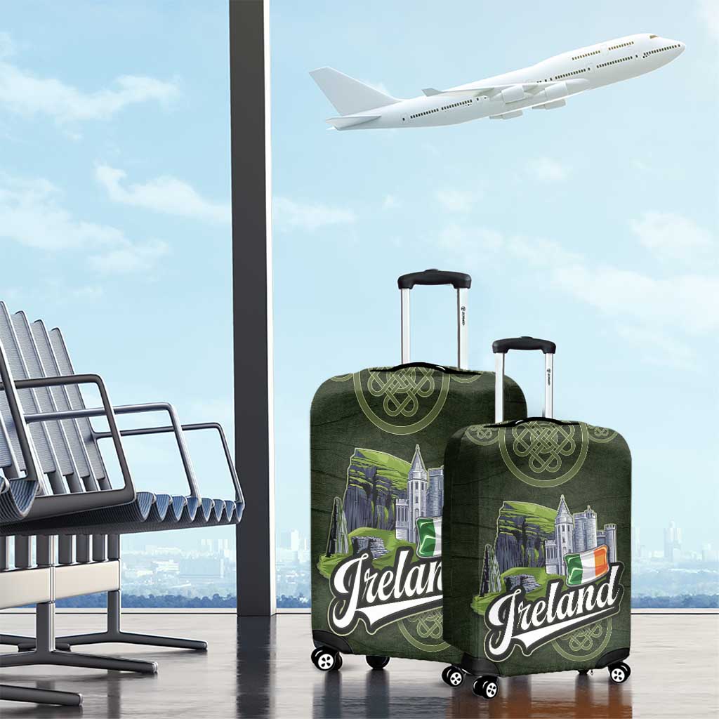 Celtic Ireland Luggage Cover with Irish Flag Castle and Knotwork Design TS04