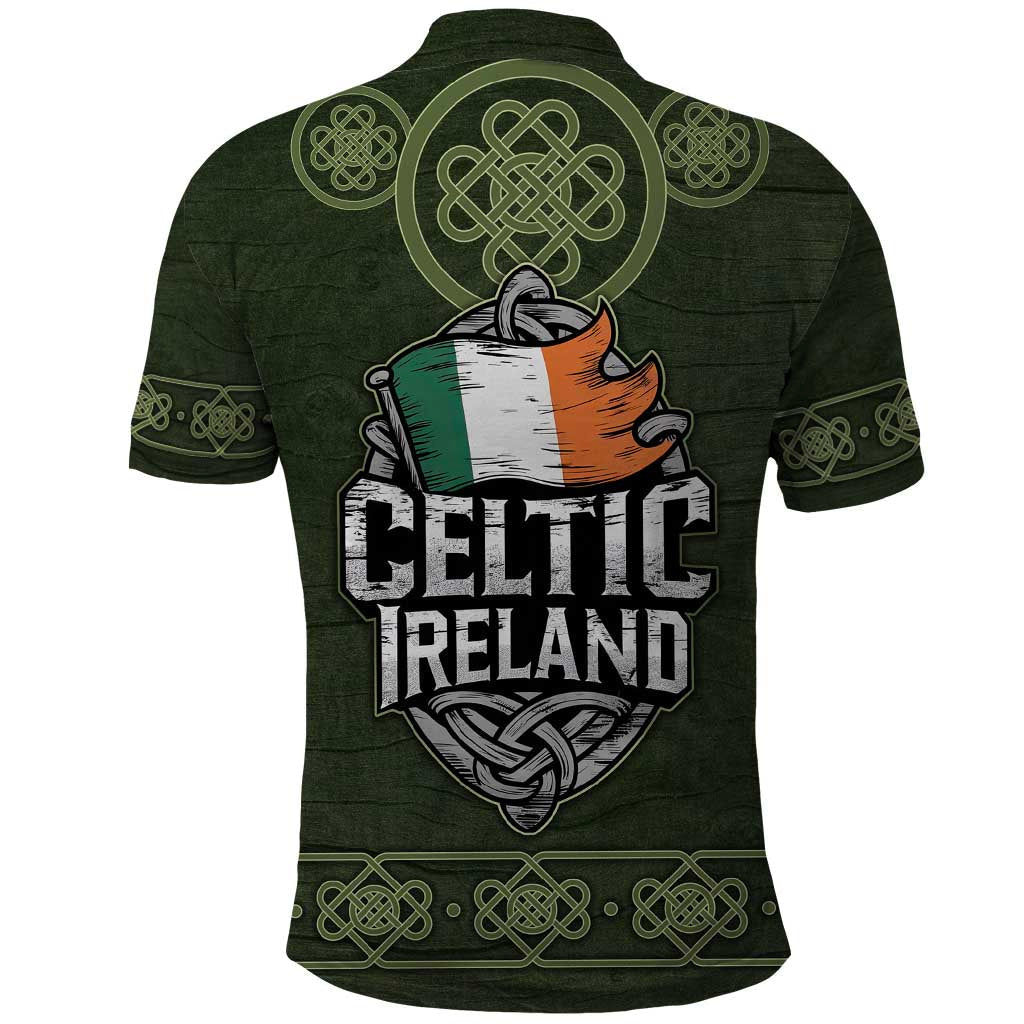 Celtic Ireland Polo Shirt with Irish Flag Castle and Knotwork Design TS04