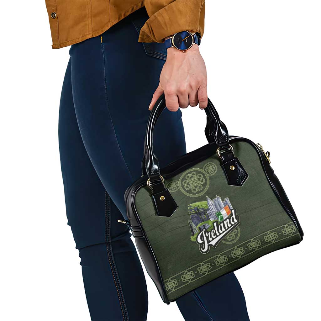 Celtic Ireland Shoulder Handbag with Irish Flag Castle and Knotwork Design TS04