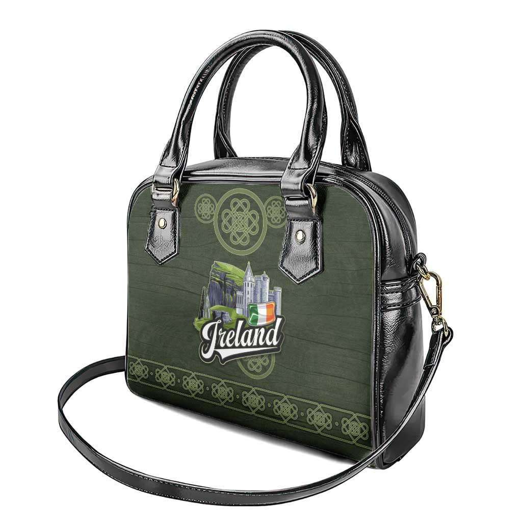Celtic Ireland Shoulder Handbag with Irish Flag Castle and Knotwork Design TS04