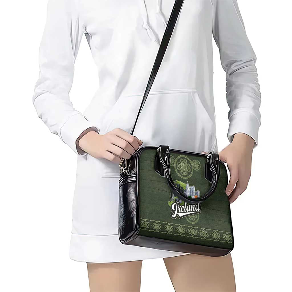 Celtic Ireland Shoulder Handbag with Irish Flag Castle and Knotwork Design TS04