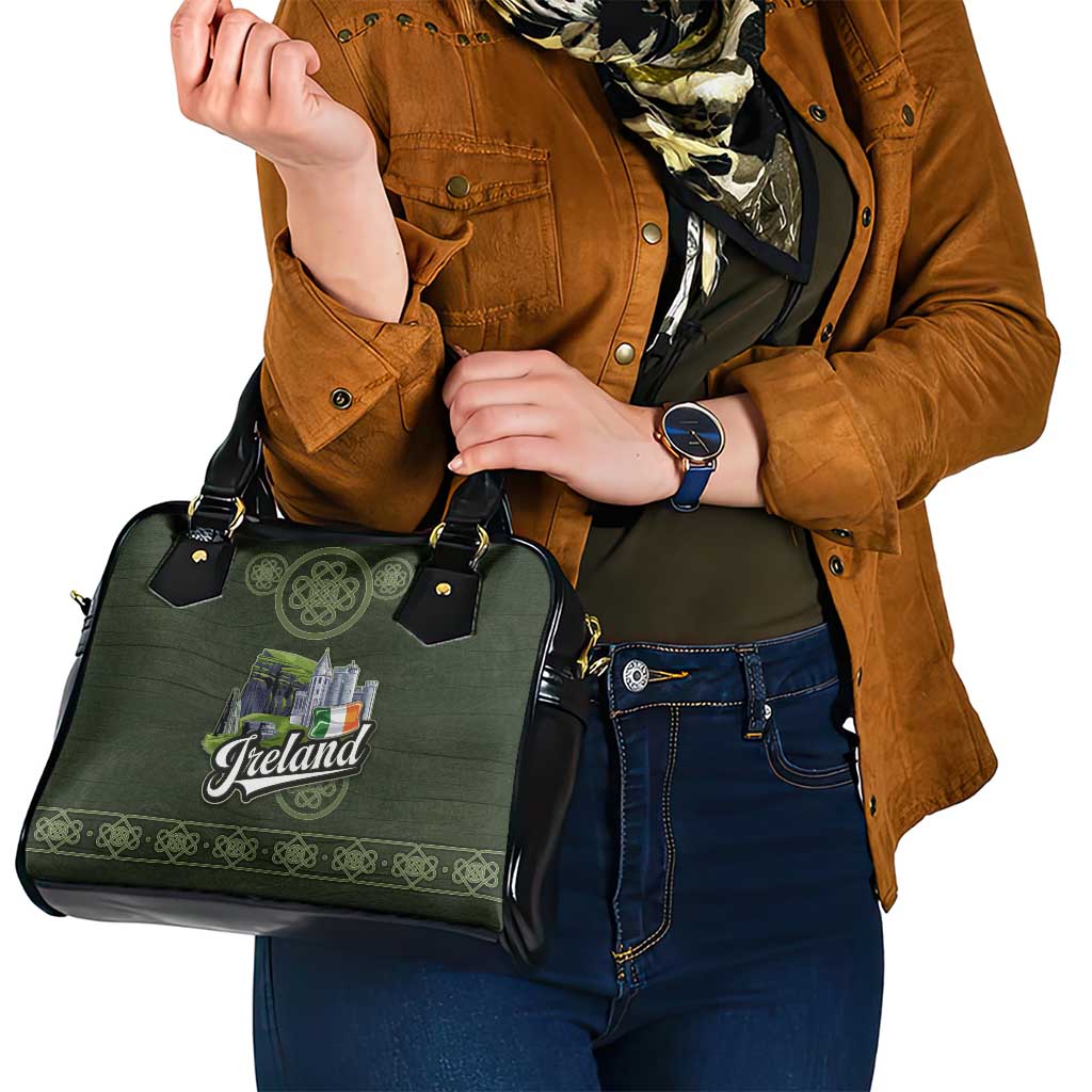 Celtic Ireland Shoulder Handbag with Irish Flag Castle and Knotwork Design TS04