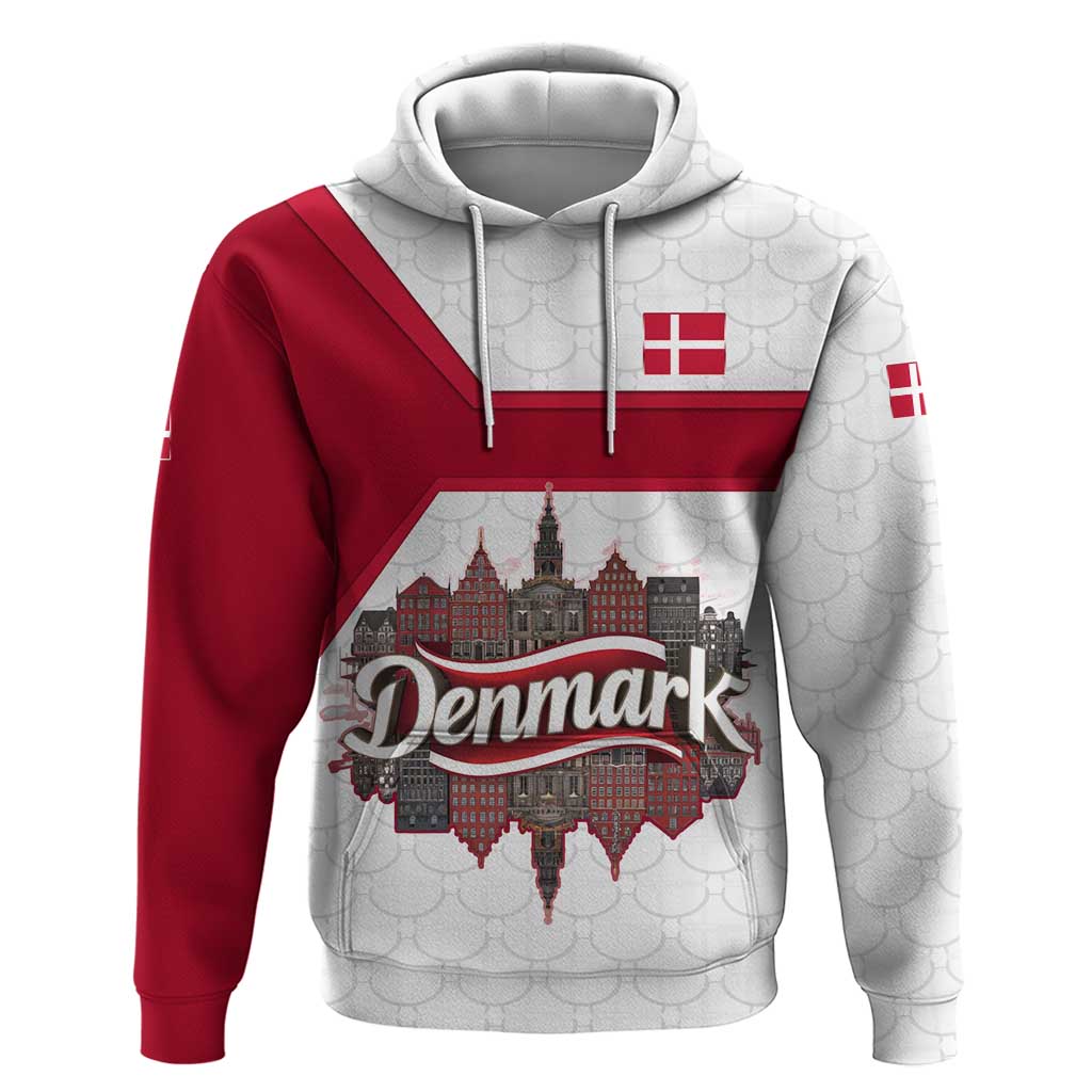 Denmark Hoodie with Cityscape Print and Royal Coat of Arms Design TS04