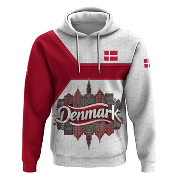 Denmark Hoodie with Cityscape Print and Royal Coat of Arms Design TS04