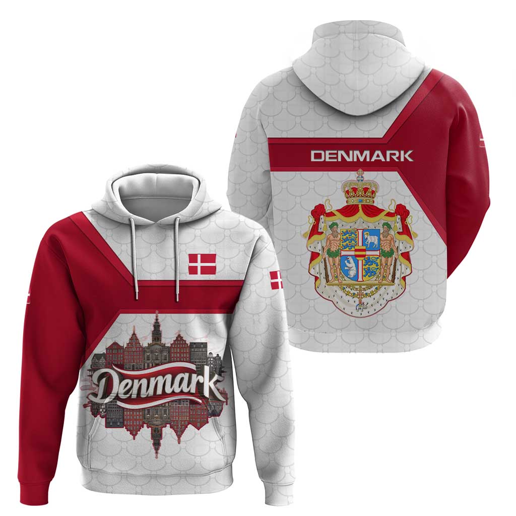 Denmark Hoodie with Cityscape Print and Royal Coat of Arms Design TS04