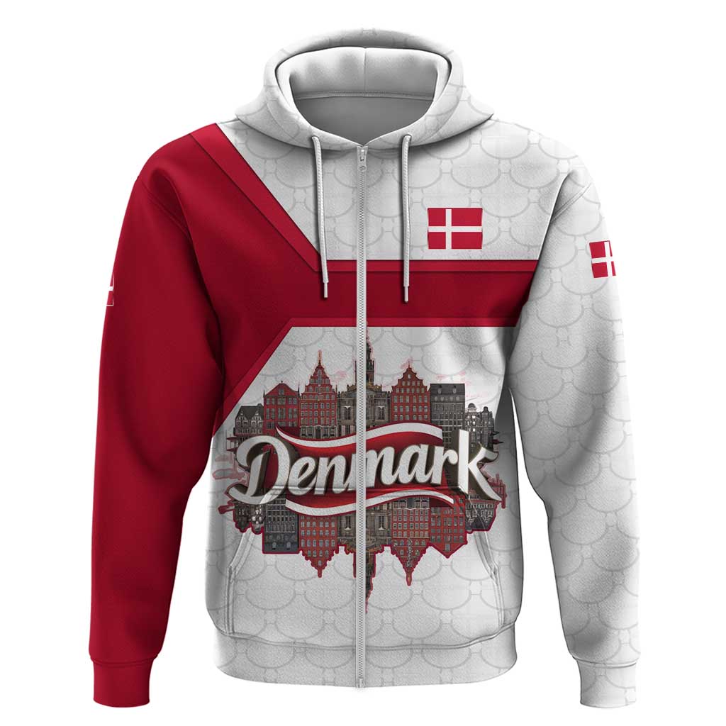 Denmark Hoodie with Cityscape Print and Royal Coat of Arms Design TS04