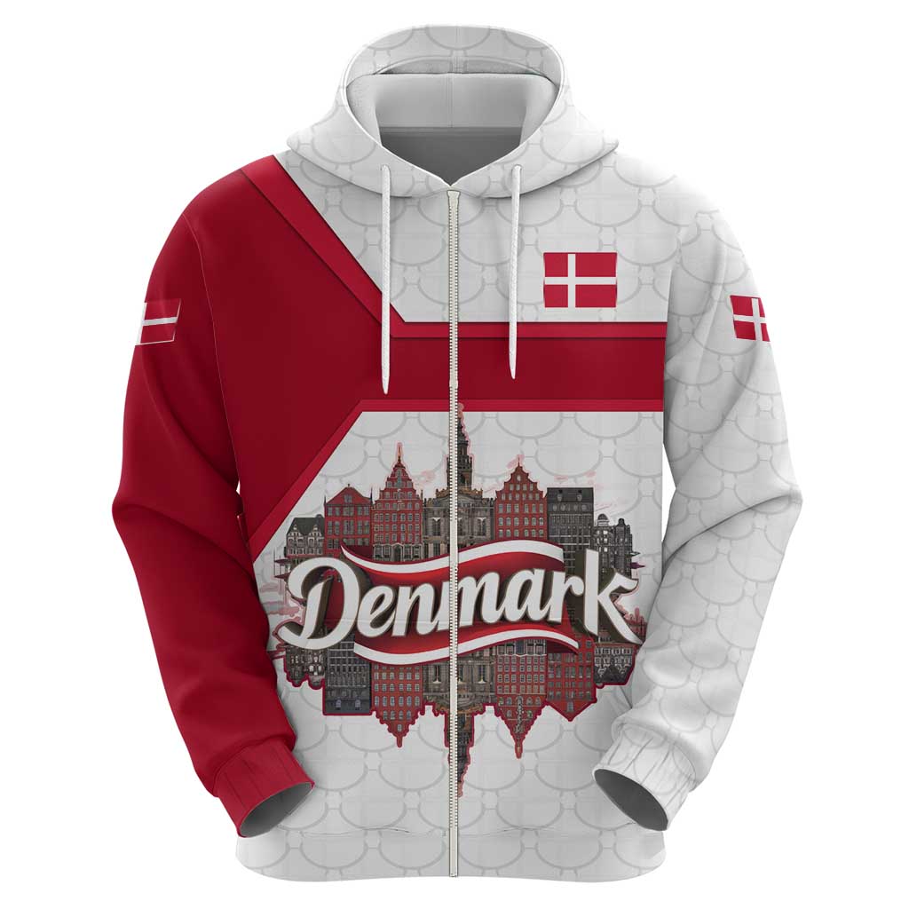 Denmark Hoodie with Cityscape Print and Royal Coat of Arms Design TS04