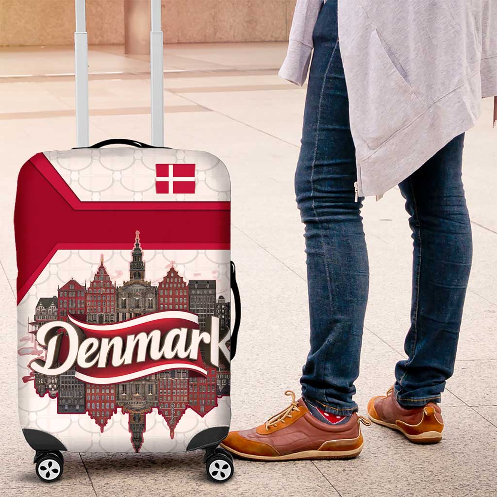 Denmark Luggage Cover with Cityscape Print and Royal Coat of Arms Design TS04