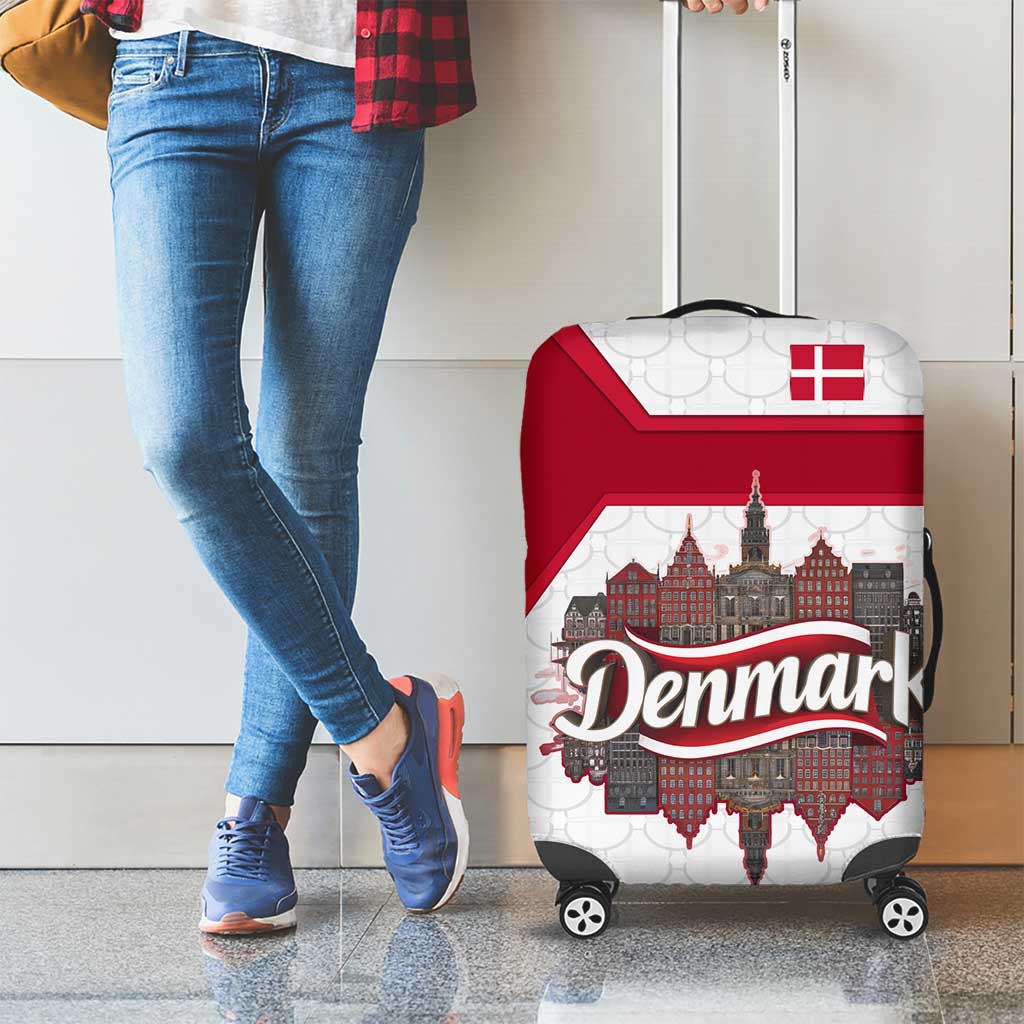 Denmark Luggage Cover with Cityscape Print and Royal Coat of Arms Design TS04
