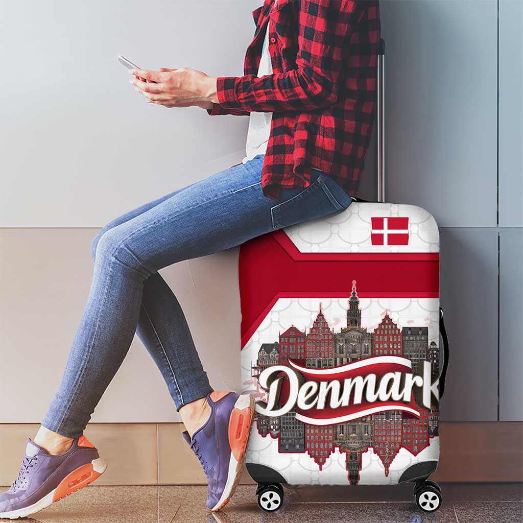 Denmark Luggage Cover with Cityscape Print and Royal Coat of Arms Design TS04