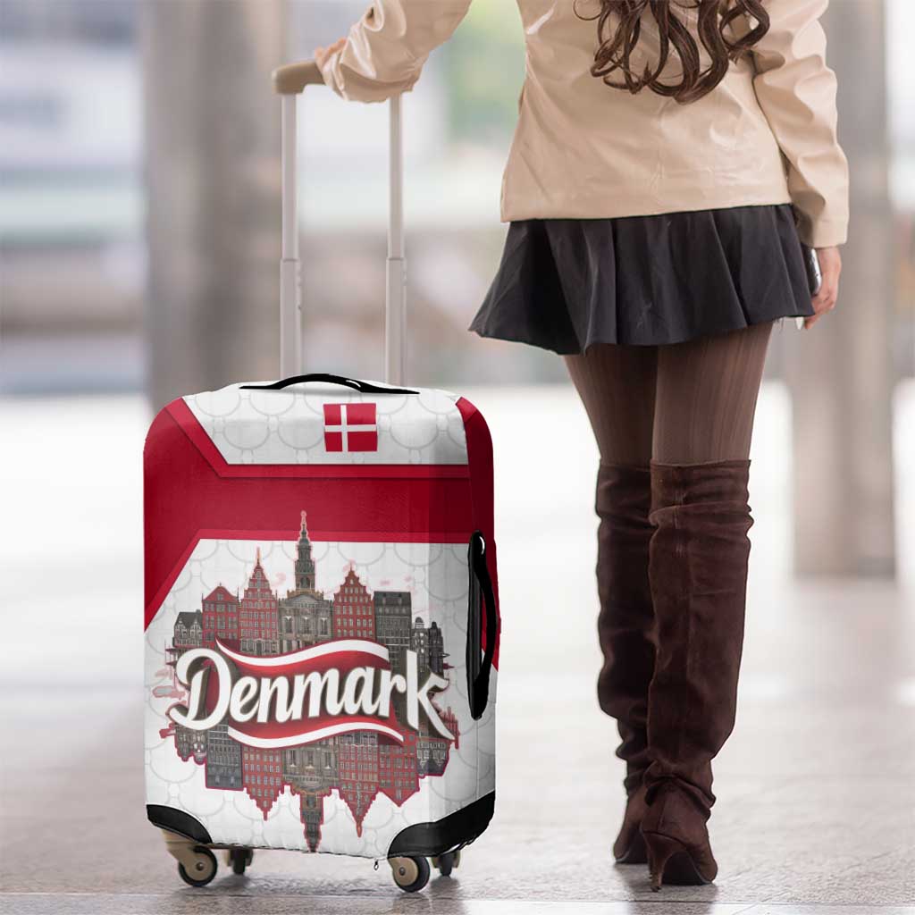 Denmark Luggage Cover with Cityscape Print and Royal Coat of Arms Design TS04