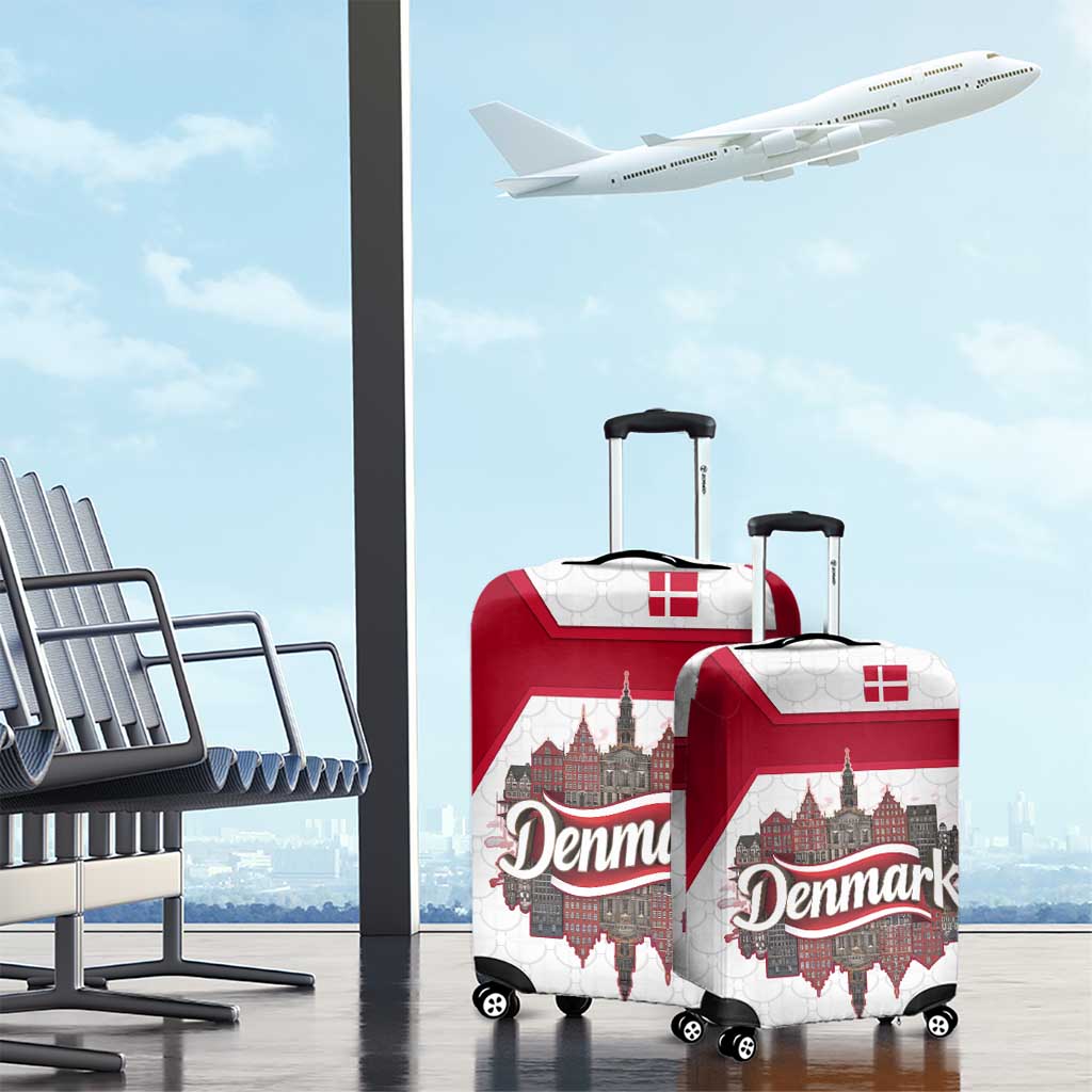 Denmark Luggage Cover with Cityscape Print and Royal Coat of Arms Design TS04