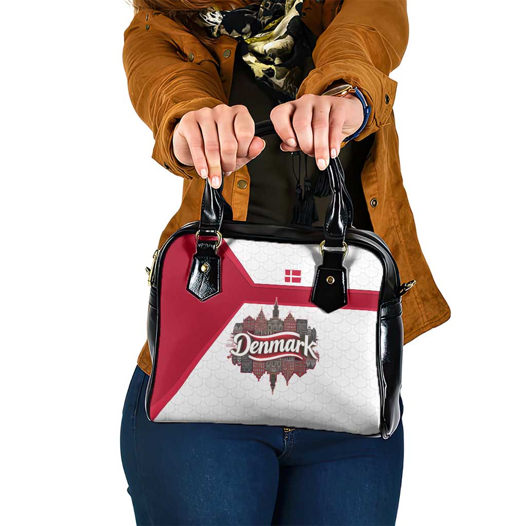 Denmark Shoulder Handbag with Cityscape Print and Royal Coat of Arms Design TS04