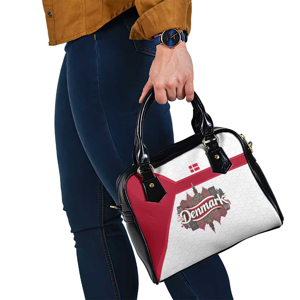 Denmark Shoulder Handbag with Cityscape Print and Royal Coat of Arms Design TS04