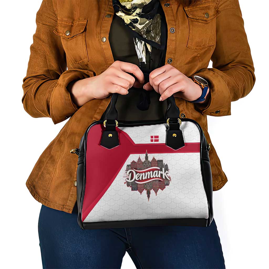 Denmark Shoulder Handbag with Cityscape Print and Royal Coat of Arms Design TS04