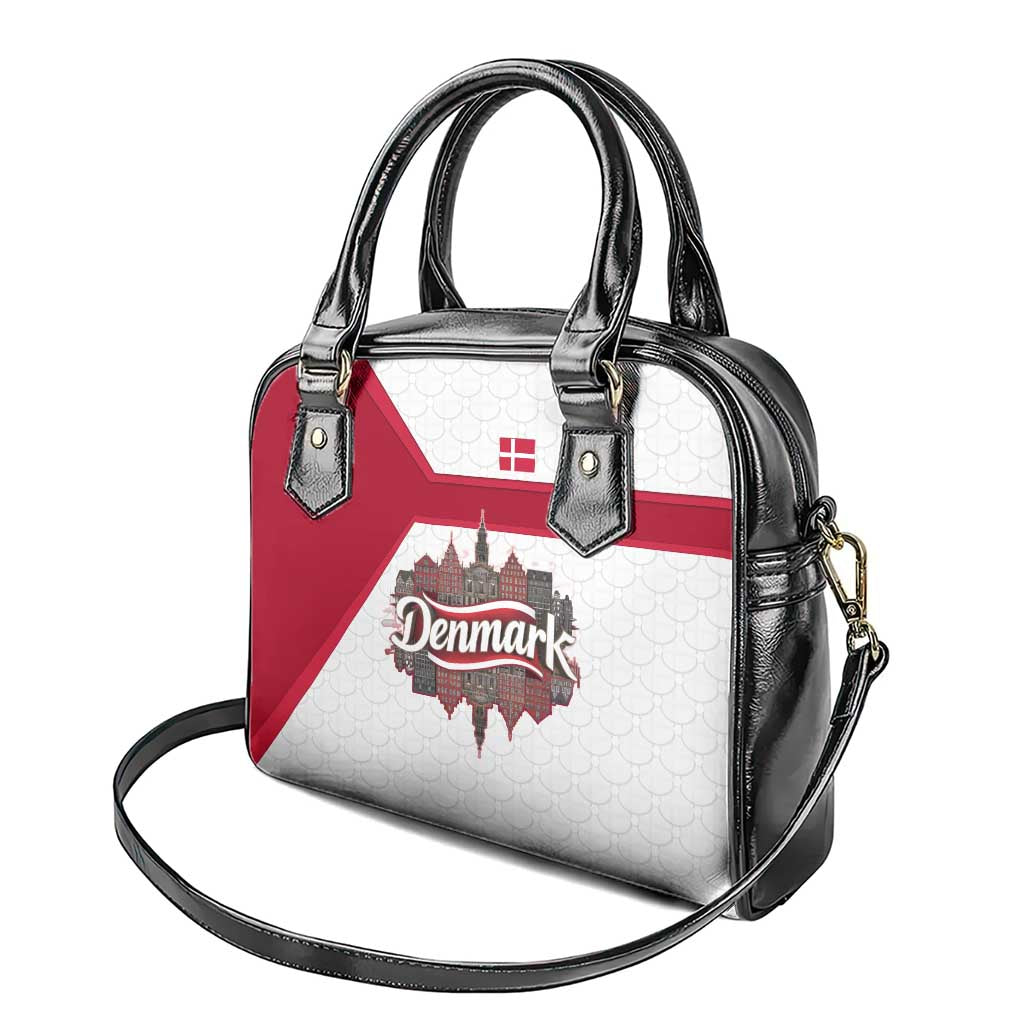Denmark Shoulder Handbag with Cityscape Print and Royal Coat of Arms Design TS04