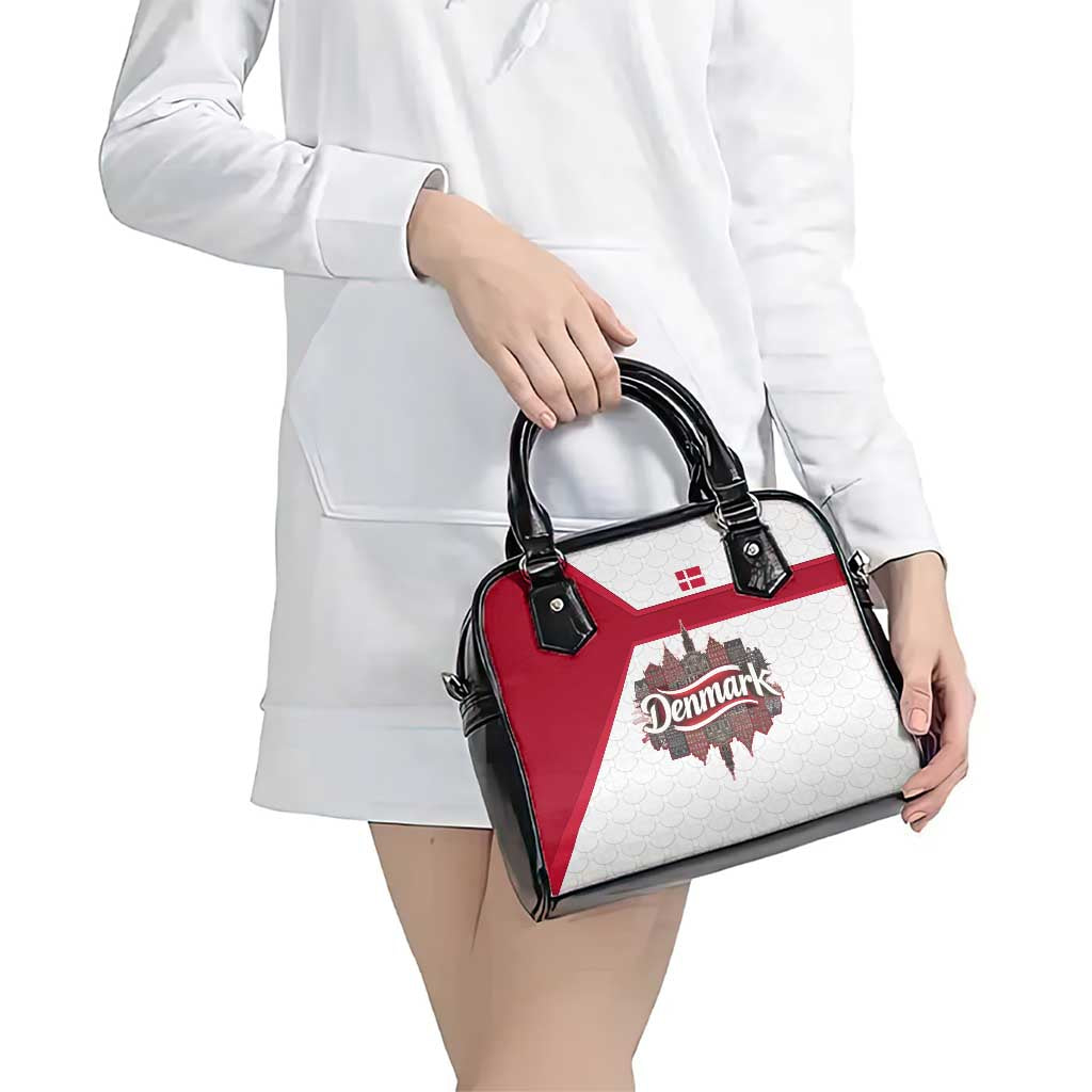 Denmark Shoulder Handbag with Cityscape Print and Royal Coat of Arms Design TS04