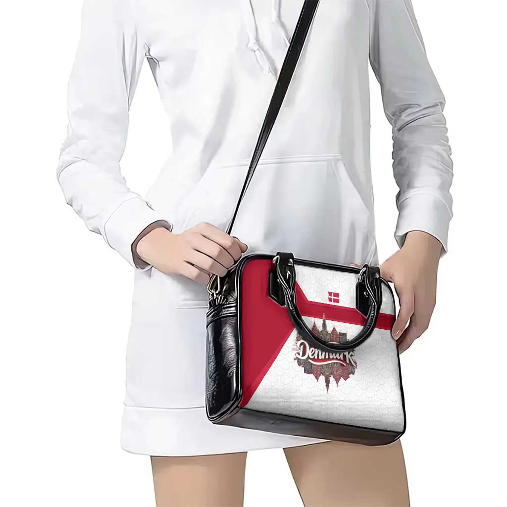 Denmark Shoulder Handbag with Cityscape Print and Royal Coat of Arms Design TS04