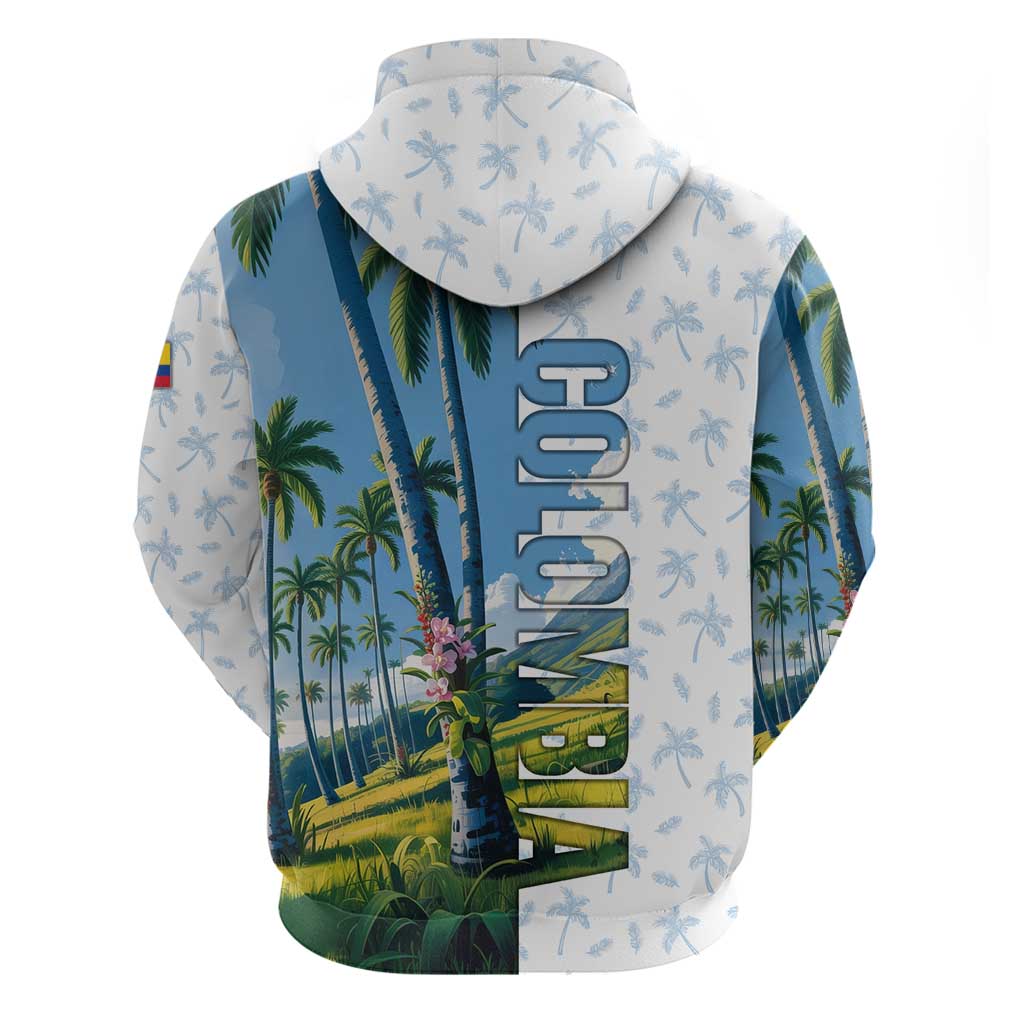 Colombia Palm Tree Landscape Hoodie with Tropical Flowers and Blue Sky Design TS04