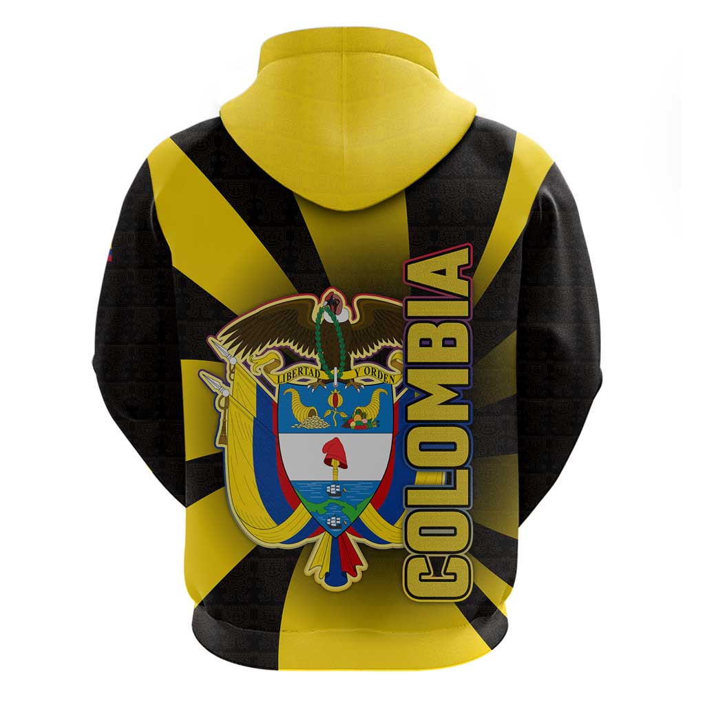 Colombia Heritage Hoodie with Yellow Black Flag Map and City Street Art TS04