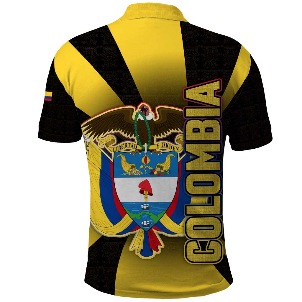 Colombia Heritage Polo Shirt with Yellow Black Flag Map and City Street Art TS04