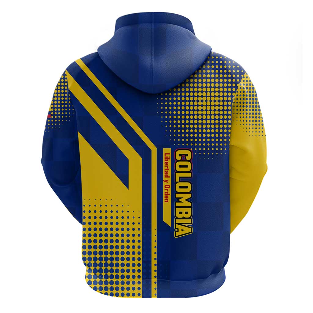 Colombia Flag Colors Hoodie with National Crest and Libertad y Orden Motto Design TS04