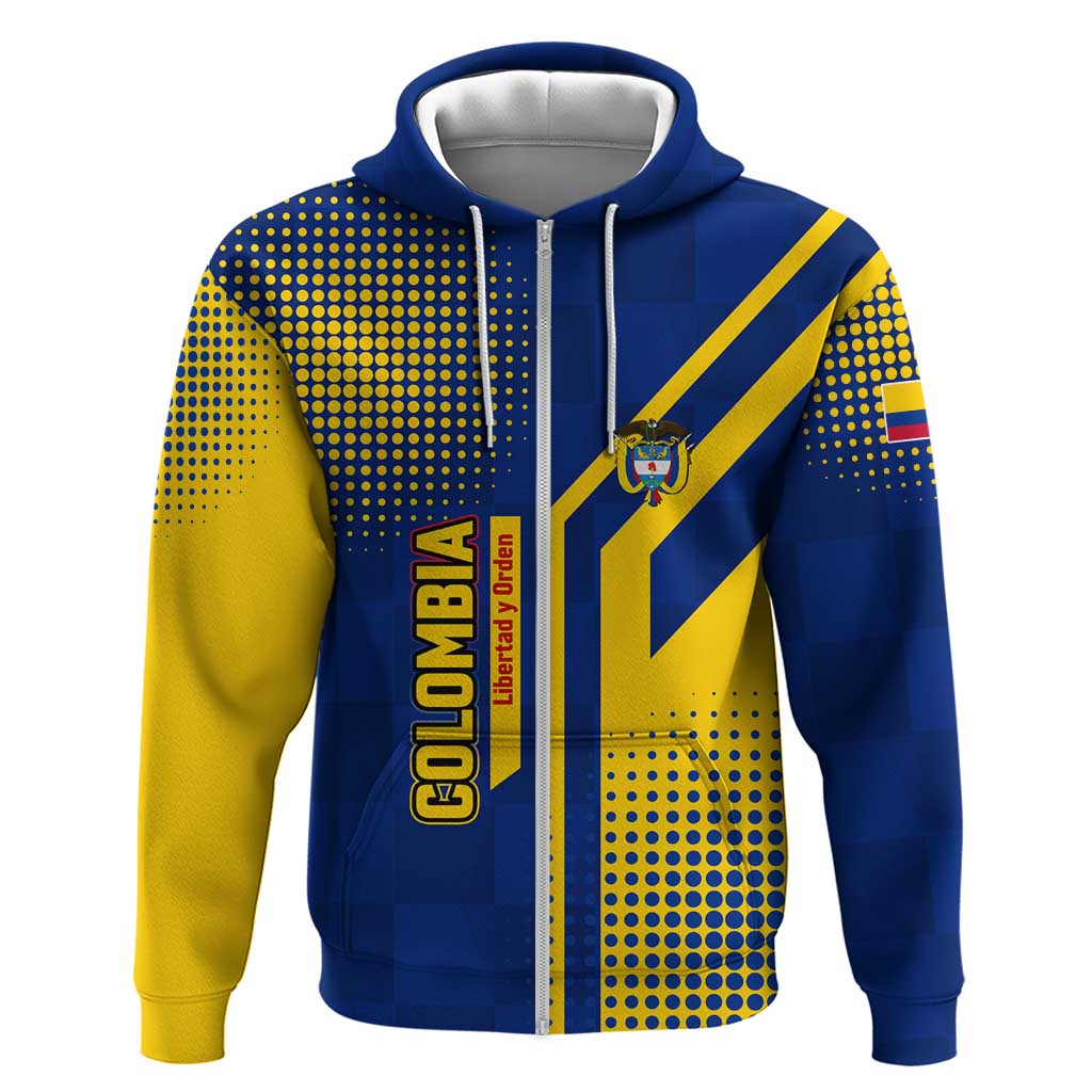 Colombia Flag Colors Hoodie with National Crest and Libertad y Orden Motto Design TS04