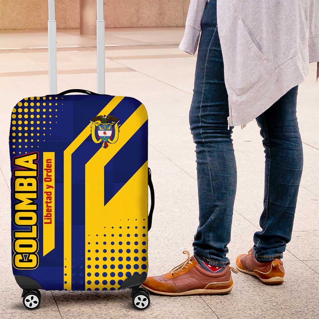 Colombia Flag Colors Luggage Cover with National Crest and Libertad y Orden Motto Design TS04