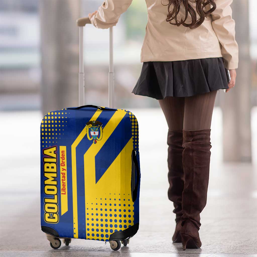 Colombia Flag Colors Luggage Cover with National Crest and Libertad y Orden Motto Design TS04