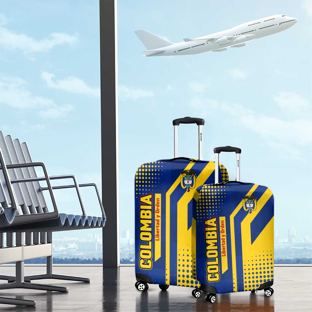 Colombia Flag Colors Luggage Cover with National Crest and Libertad y Orden Motto Design TS04
