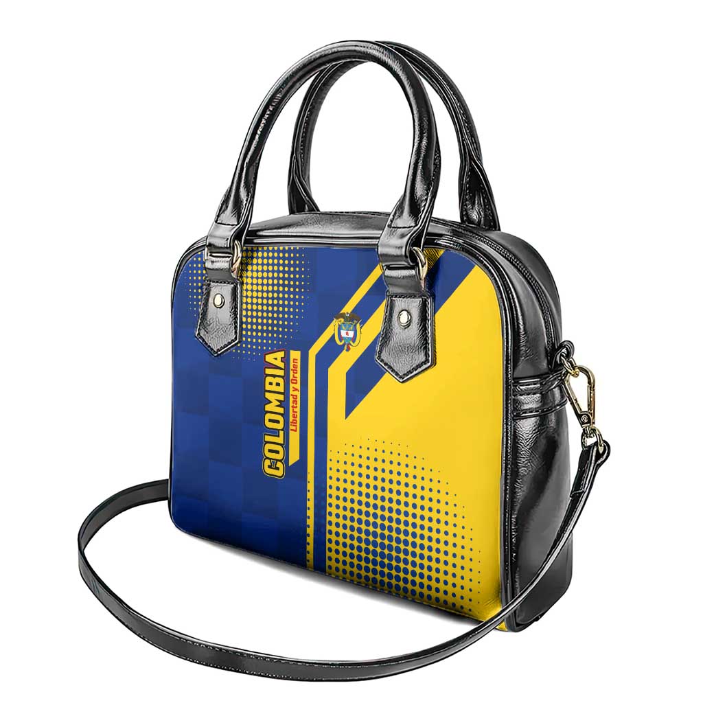Colombia Flag Colors Shoulder Handbag with National Crest and Libertad y Orden Motto Design TS04
