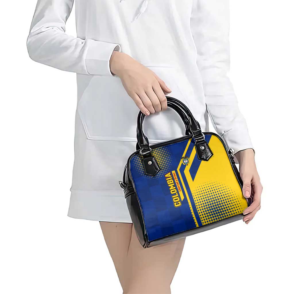 Colombia Flag Colors Shoulder Handbag with National Crest and Libertad y Orden Motto Design TS04