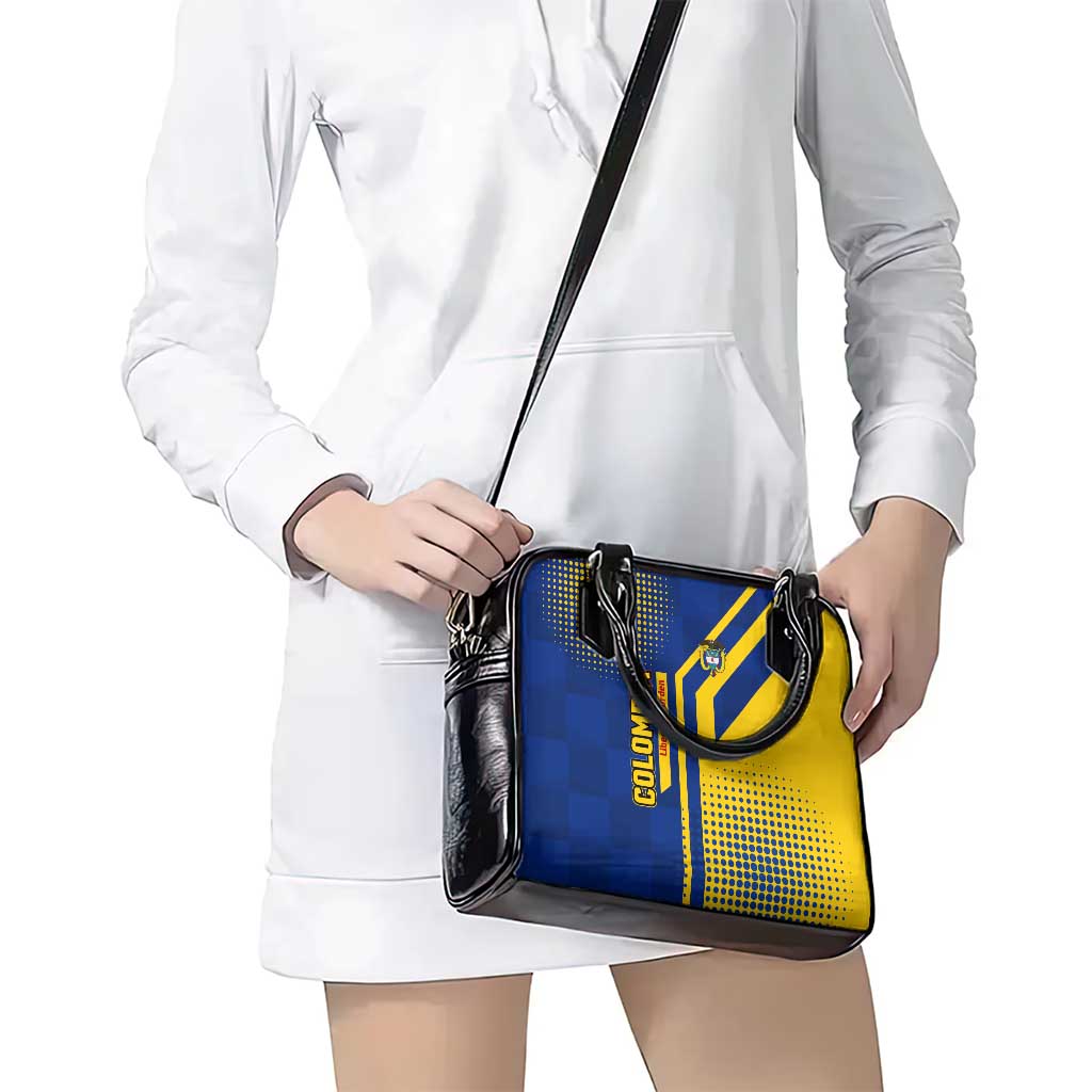 Colombia Flag Colors Shoulder Handbag with National Crest and Libertad y Orden Motto Design TS04