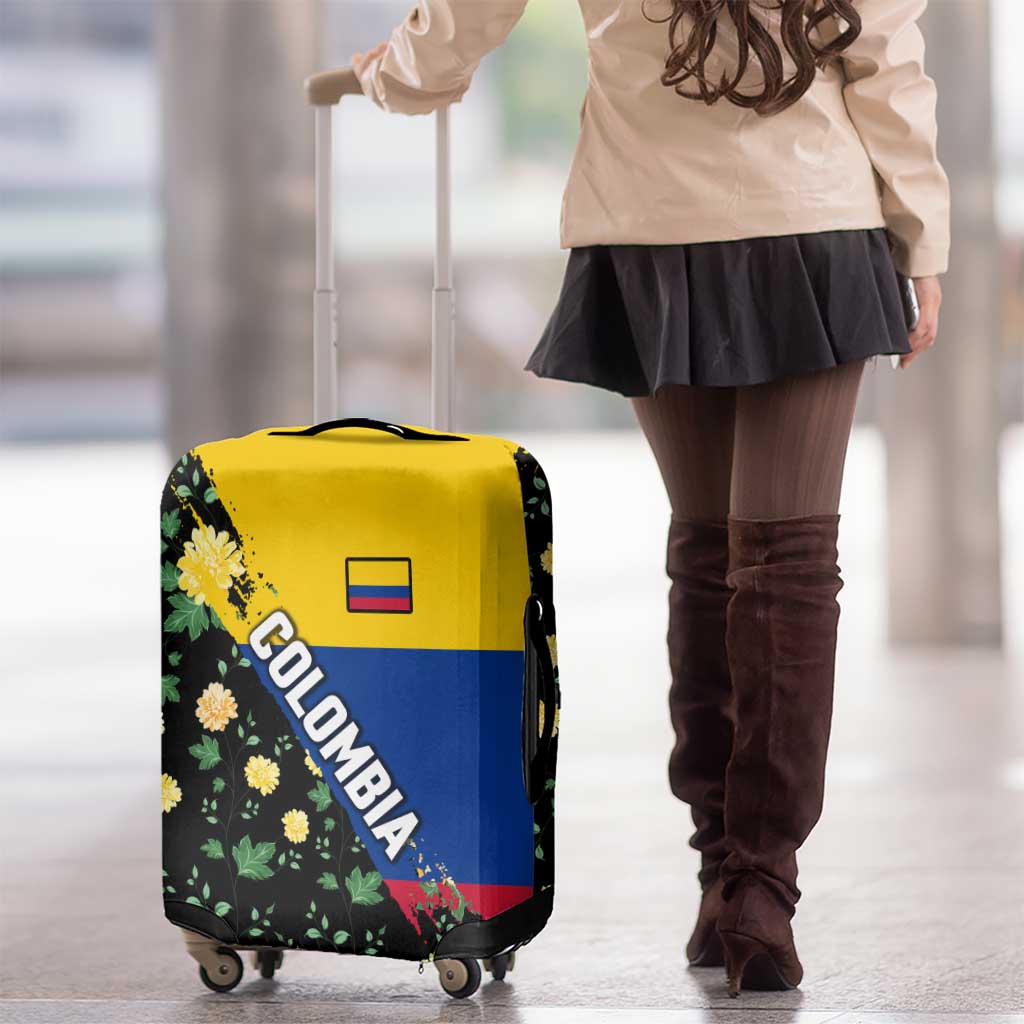 Colombia Yellow Flower Pattern Luggage Cover with Flag Colors and Floree de Libertad Design TS04